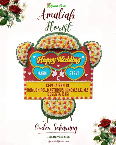 Karangan Papan Bunga Pernikahan di Sruwen